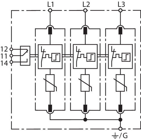 Basic circuit diagram DG MU 3PD ... 3W+G R