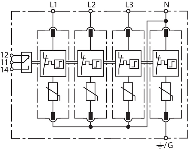 Basic circuit diagram DG MU 3PY ... 4W+G R