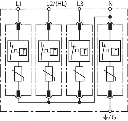 Basic circuit diagram DG MU 3PH ... 4W+G