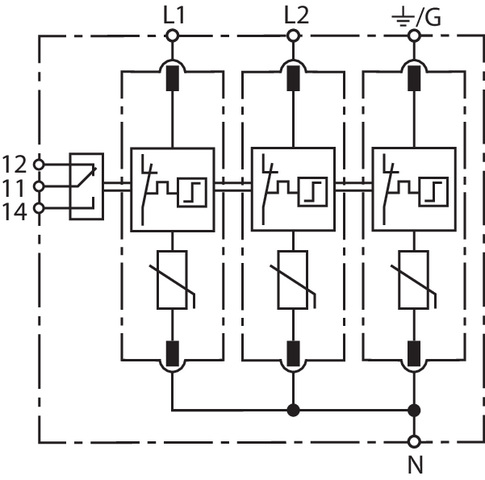 Basic circuit diagram DG MU SPN ... 3W+G R