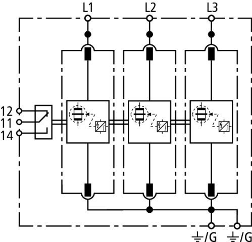 Basic circuit diagram DB MU 3PY ... 3W+G