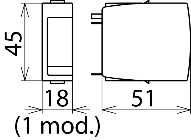 Dimension drawing of a DR MOD protection module
