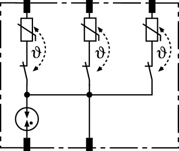 Basic circuit diagram of a DR MOD 4P protection module