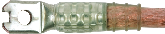 Crimped cable lug, typePK1:Standard anti-rotation cable lug with cut-out.