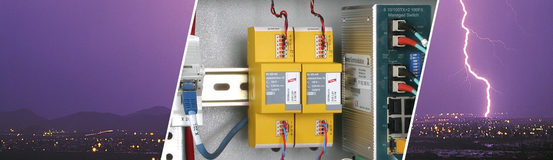 Compact DIN rail mounted arrester